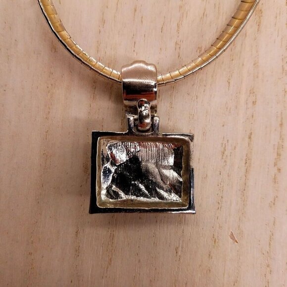 Pendant Necklace Simulated Tiger 1" Pendant 17" Omega Silver Tone Chain - Picture 6 of 9